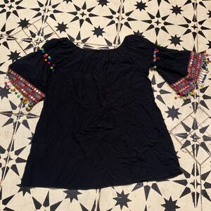 cute summer dress with pom-pom tassels